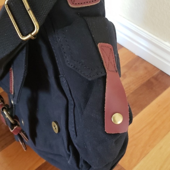 Canvas genuine leather laptop bag with sleeves NEW - Picture 6 of 8